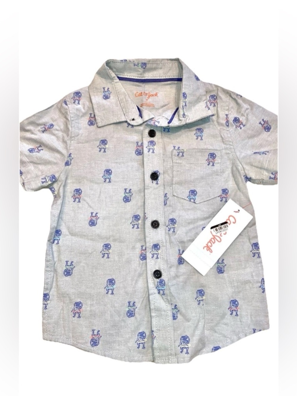 Toddler Boys Collared Short Sleeve Shirts Solid Polo Dinosaur Button Up Size 2